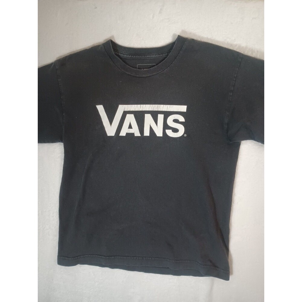 VANS Shirt Youth Boys Medium 10/12 Short Sleeve Black